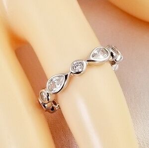 NEW LUXURY 925 STERLING SILVER DIAMOND BAND ART DECO RING